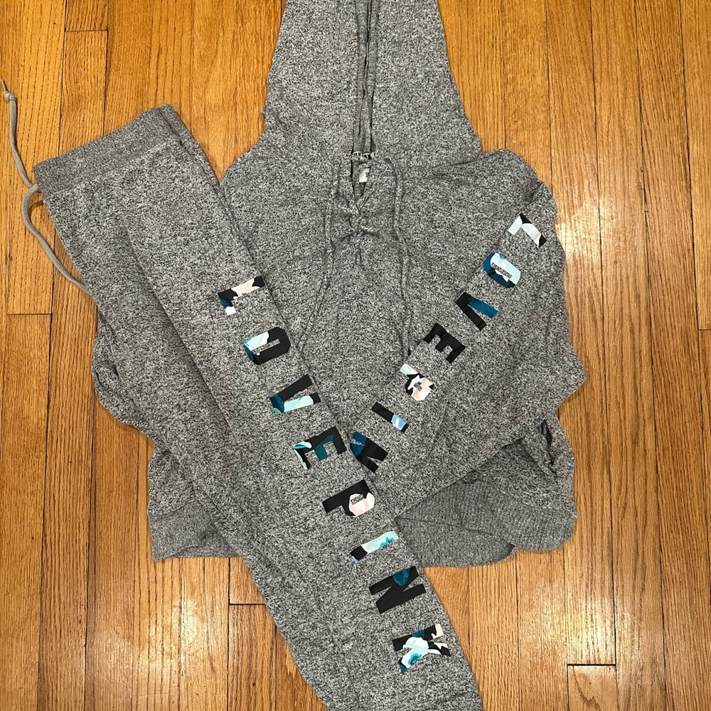 PINK Victoria's Secret Gray Hoodie and Sweatpants Set